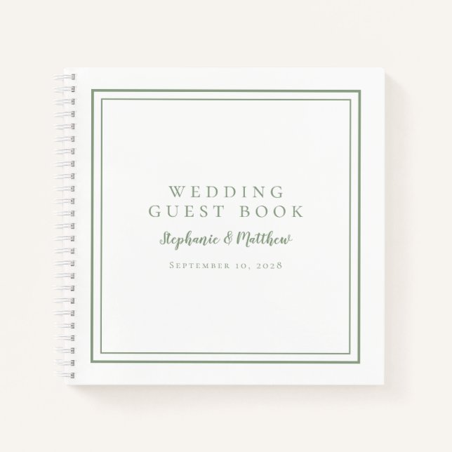Modern Simple Sage Green Wedding Budget Guest Book (Front)