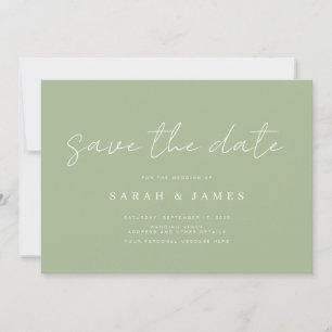 Modern Simple Sage Green Wedding Save the Date