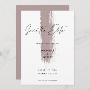 Modern Simple Sand Terracotta Brush Stroke Save The Date