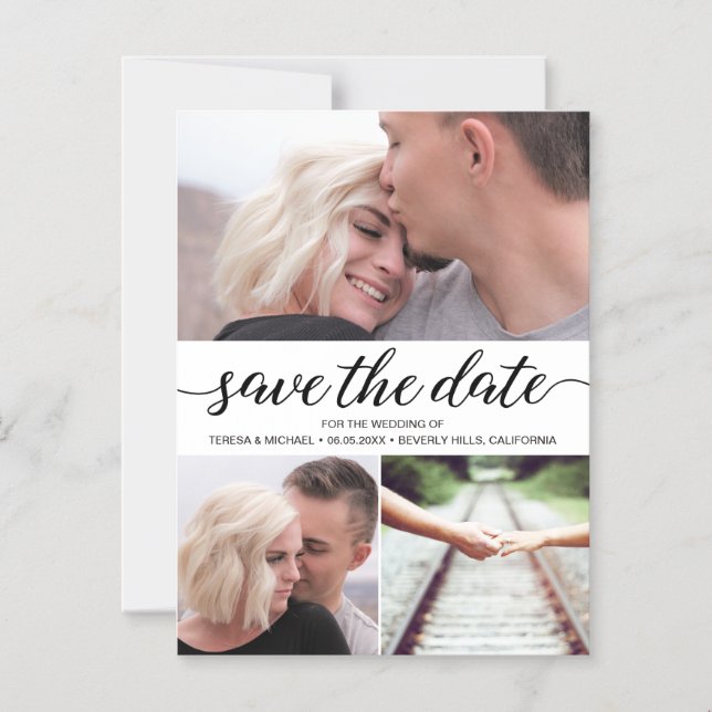 Modern Simple Save the date Engagement Photos Magnetic Invitation (Front)