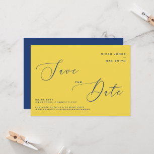  Modern Simple Save the Date Yellow & Blue Invitation