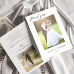 Modern simple script 2 photos wedding  Thank You Card<br><div class="desc">Minimalist simple trendy chic wedding thank you personalised card with two photos,  your custom text,  and signature.</div>