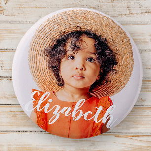 Modern Simple Script Add Your Name and Photo 6 Cm Round Badge