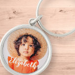 Modern Simple Script Add Your Name and Photo Key Ring<br><div class="desc">Design is modern and simple. Add a custom photo and  add his/her name. The colour of the typography works best on a photo which has colour at the typography part so that it will pop out.</div>