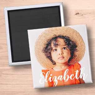 Modern Simple Script Add Your Name and Photo Magnet