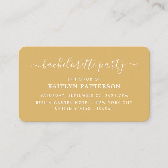 Modern Simple Script Bachelorette Party Ticket Enclosure Card (Front)