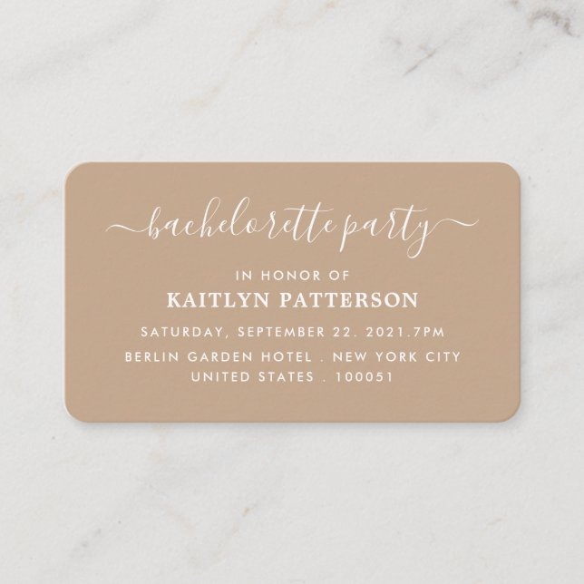 Modern Simple Script Bachelorette Party Ticket Enclosure Card (Front)