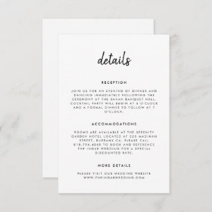 Modern Simple Script Black and White Wedding Enclosure Card