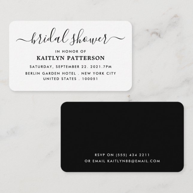 Modern Simple Script Bridal Shower Ticket Invite (Front/Back)