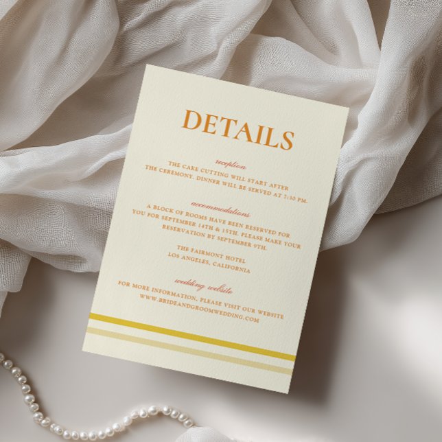 Modern Simple Script Butter Yellow Wedding Details Enclosure Card (Creator Uploaded)