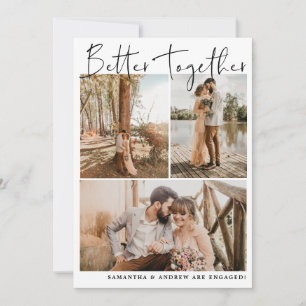 Modern simple script chic 6 photos engagement announcement