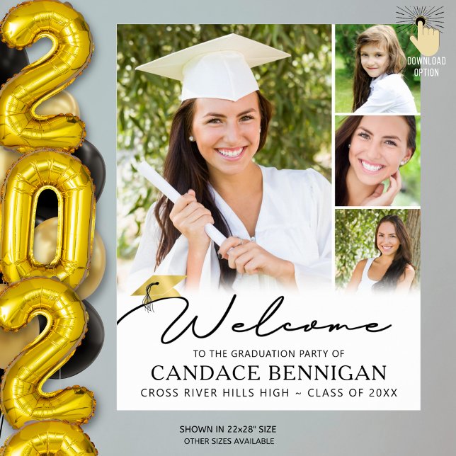 Modern Simple Script Graduate Welcome 4 Photo Poster (Creator Uploaded)