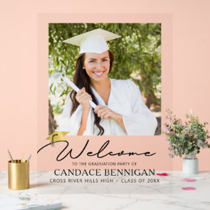 Modern Simple Script Graduate Welcome Photo Acrylic Sign