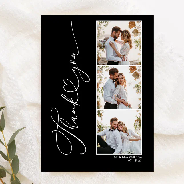 Modern Simple Script Heart Wedding Thank You Card | Zazzle