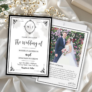 Modern Simple Script Monogram Photo Wedding Save The Date