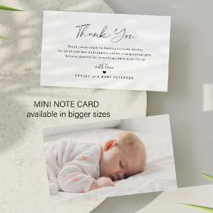 Modern simple script photo baby shower thank you  card