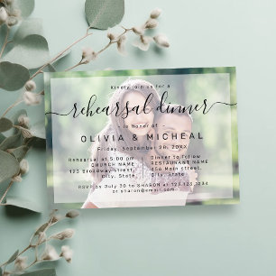 Modern simple script photo rehearsal dinner invitation