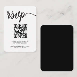 Modern Simple Script RSVP QR code Wedding Website Enclosure Card