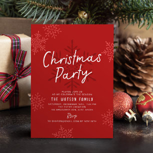Modern Simple Script Snowflakes Christmas Party Holiday Card