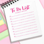 Modern Simple Script To Do List Notepad<br><div class="desc">A simple and modern hot pink notepad with the words "to do list" in a hot pink script font. Personalize it with your name. Makes a fun gift for Valentines Day,  birthdays or any occasion! Designed for you by Blackberry Boulevard.</div>