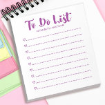 Modern Simple Script To Do List Notepad<br><div class="desc">A simple and modern purple and white notepad with the words "to do list" in a script font. Personalise it with your name. Makes a fun gift for Valentines Day,  birthdays or any occasion! Designed for you by Blackberry Boulevard.</div>