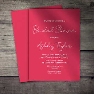 Modern Simple Script Viva Magenta Bridal Shower Invitation