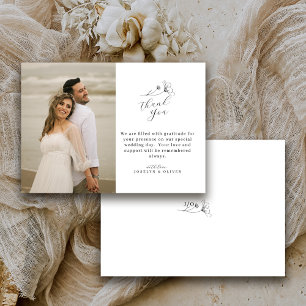 Modern Simple Script Wedding Photo Thank You Card