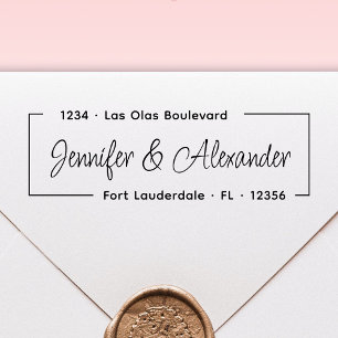 Modern Simple Script Wedding Return Address  Self- Self-inking Stamp