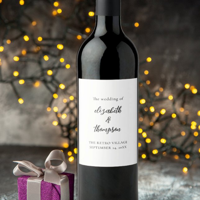 Modern Simple Script Wedding Wine Label (Creator Uploaded)