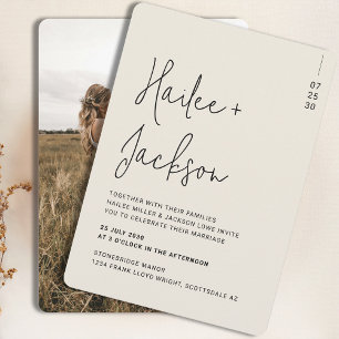 Modern Simple Script With Photo Minimalist Wedding Invitation