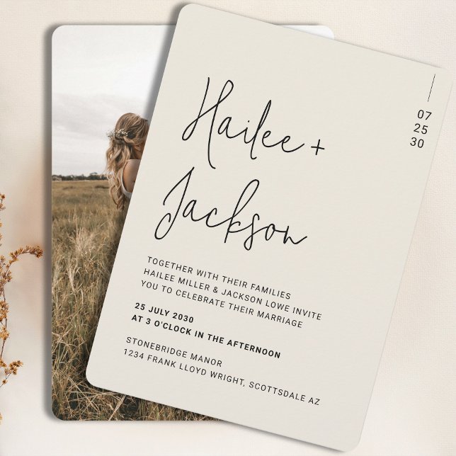 Modern Simple Script With Photo Minimalist Wedding Invitation (Creator Uploaded)