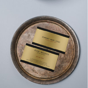 Modern Simple Shiny Metallic Gold And Black  Business Card