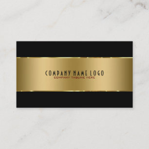 Modern Simple Shiny Metallic Gold On Black Business Card