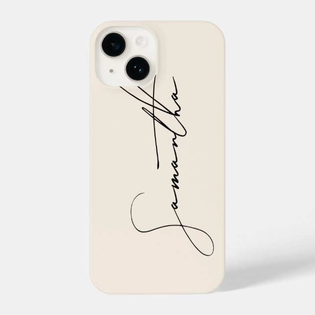 Modern Simple Signature Script Calligraphy Cream iPhone Case (Back)