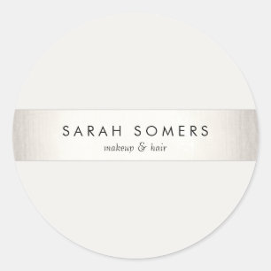 Modern Simple Silver and White Stripe Classic Round Sticker