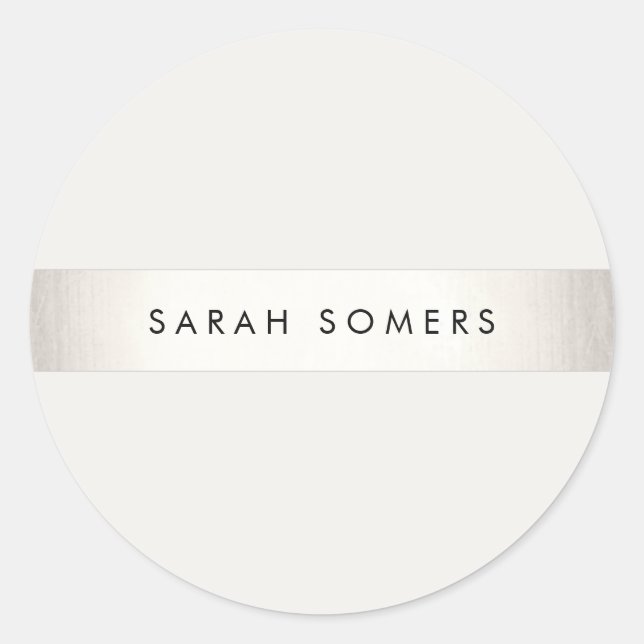 Modern Simple Silver and White Striped Classic Round Sticker (Front)