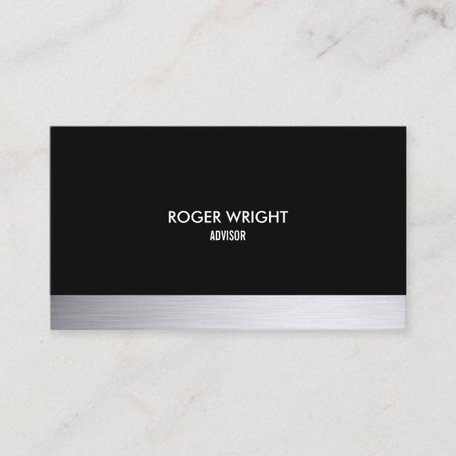Modern Simple Silver Shimmer Professional Business Card (Front)