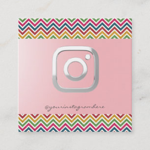 Modern Simple ,Silver ,Zigzag,Instagram Square Business Card