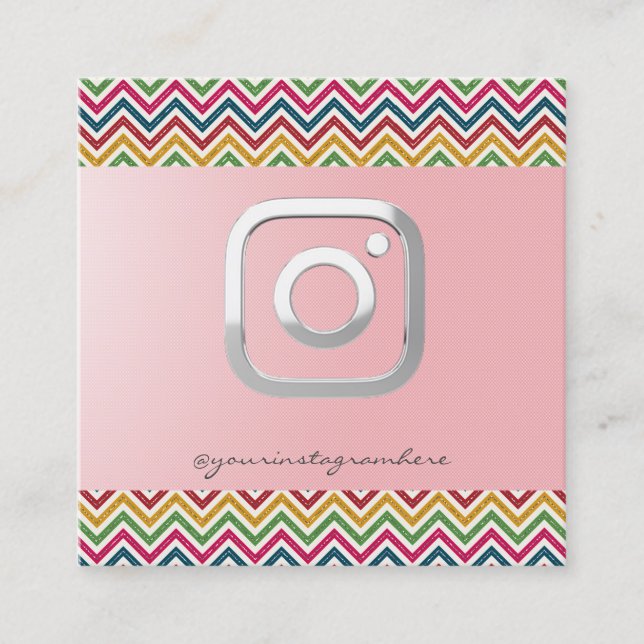 Modern Simple ,Silver ,Zigzag,Instagram Square Business Card (Front)