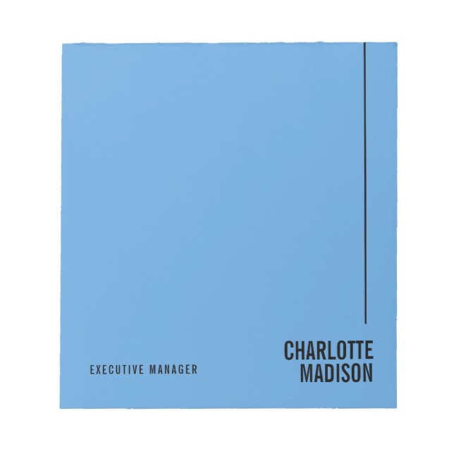 Modern Simple Sky Blue Minimalist Own Name Notepad (Front)