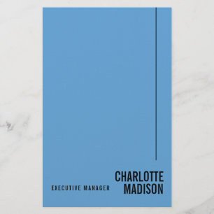 Modern Simple Sky Blue Minimalist Own Name Stationery