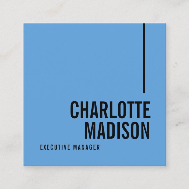 Modern Simple Sky Blue Minimalist Two Sided Square Business Card (Front)