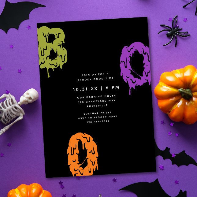 Modern Simple Slimy BOO Halloween Party Invitation (Creator Uploaded)