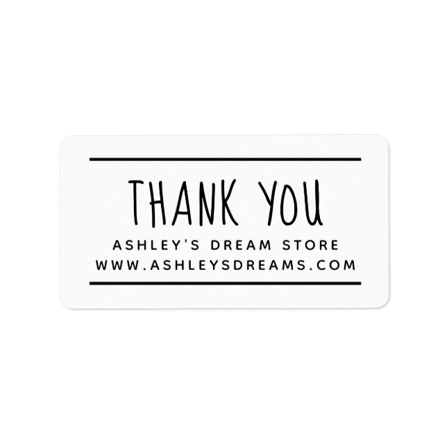 Modern Simple Small Business Black White Thank You Label (Front)