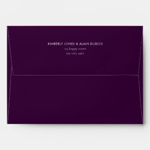 Modern Simple Solid Dark Purple Wedding Envelope