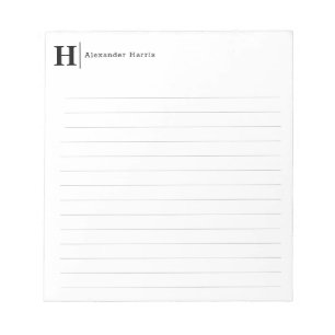 Modern Simple Split Line Business Monogram Black Notepad