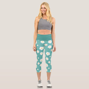 Modern Simple Spring Daisy flowers gradient  Capri Leggings