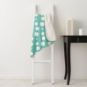 Modern Simple Spring Daisy flowers gradient Sherpa Blanket