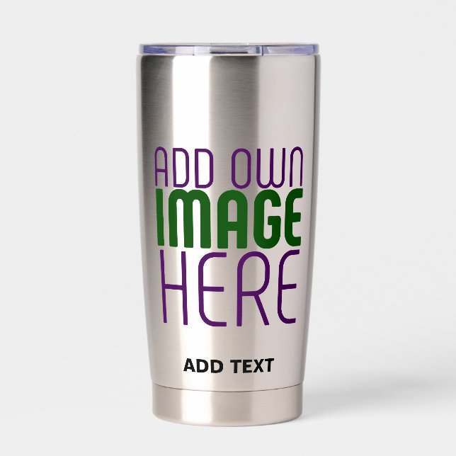 MODERN SIMPLE STAINLESS STEEL IMAGE TEXT TEMPLATE INSULATED TUMBLER (Front)