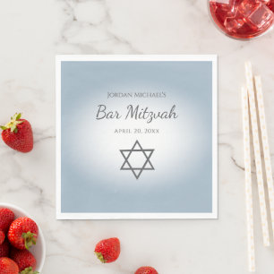 Modern Simple Star of David Blue Bar Mitzvah Napkin